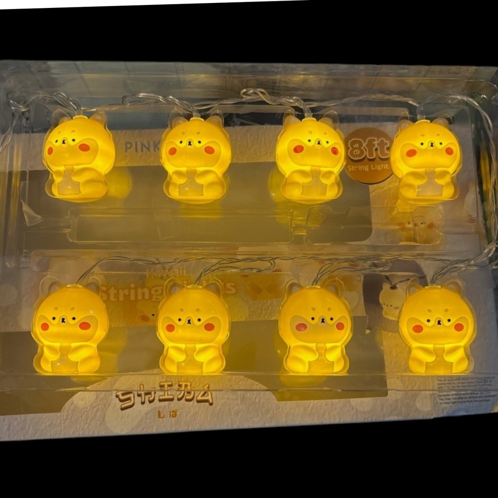 Pink Sky Kawaii Shiba Inu Dog LED String Lights 8ft‎ Battery Operated Open Box